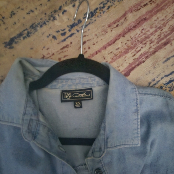 NEW!! Zara Blue Denim Open Shoulder Flare Sleeve Shirt - Picture 4 of 9